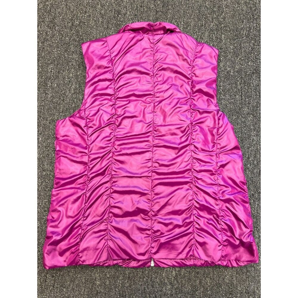 NWT Zenergy By Chicos Womens Pink Shimmer Romana Ruched Zip Puffer Vest Size - Picture 3 of 16